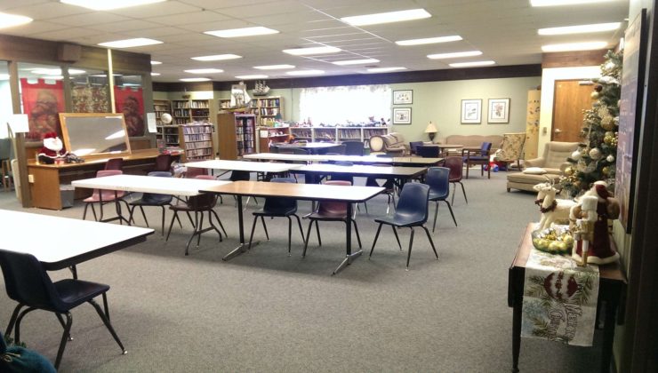 Picture of the library space setup for a class