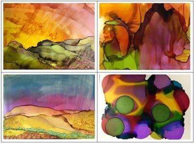 Picture of paintings made using Alcohol Ink for Adult & Child